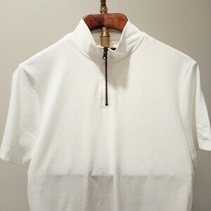 REACTION KENNETH COLE WHITE T SHORT SLEEVE POLO WITH FRONT ZIPPER L